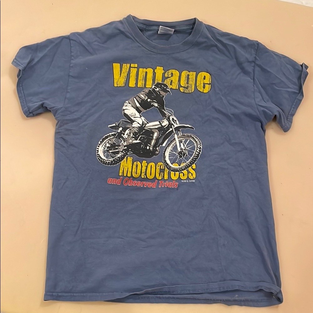 Vintage Motocross Graphic Tee - Blue